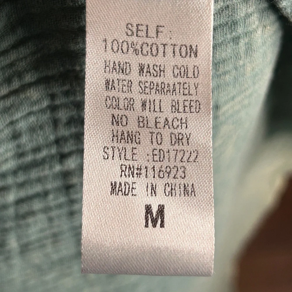 Easel Smocked Tiered Gauze Maxi Dress Green Size M Boho Cottagecore Milkmaid - Picture 5 of 9